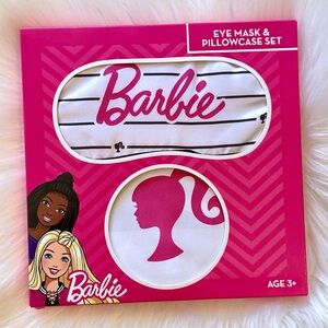 Barbie Pink and White Eye Mask & Pillow Case Sleep Set NWT